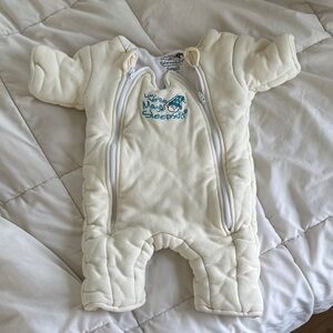 Little Me Cream Quilted Magic Sleepsuit One-Piece for Baby